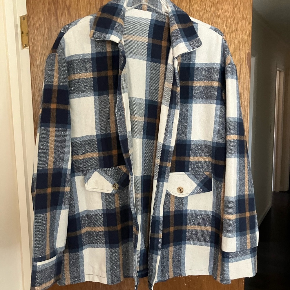 Plaid Jacket in Blue and White